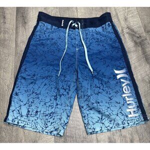 Hurley Board Shorts Mens 28 Blue Swim Trunks Drawstring Beach Surf Hybrid